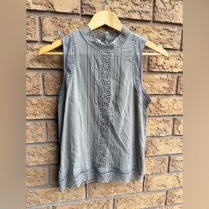 4/$25 • Promod Pintuck Embroidered Sleeveless Blouse